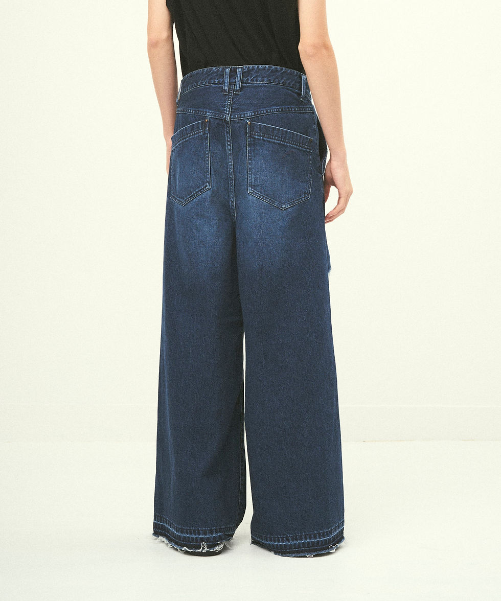 24SS】JUHA DAMAGE BAGGY DENIM PANTS - NAVY | NOUVERTEmagazine