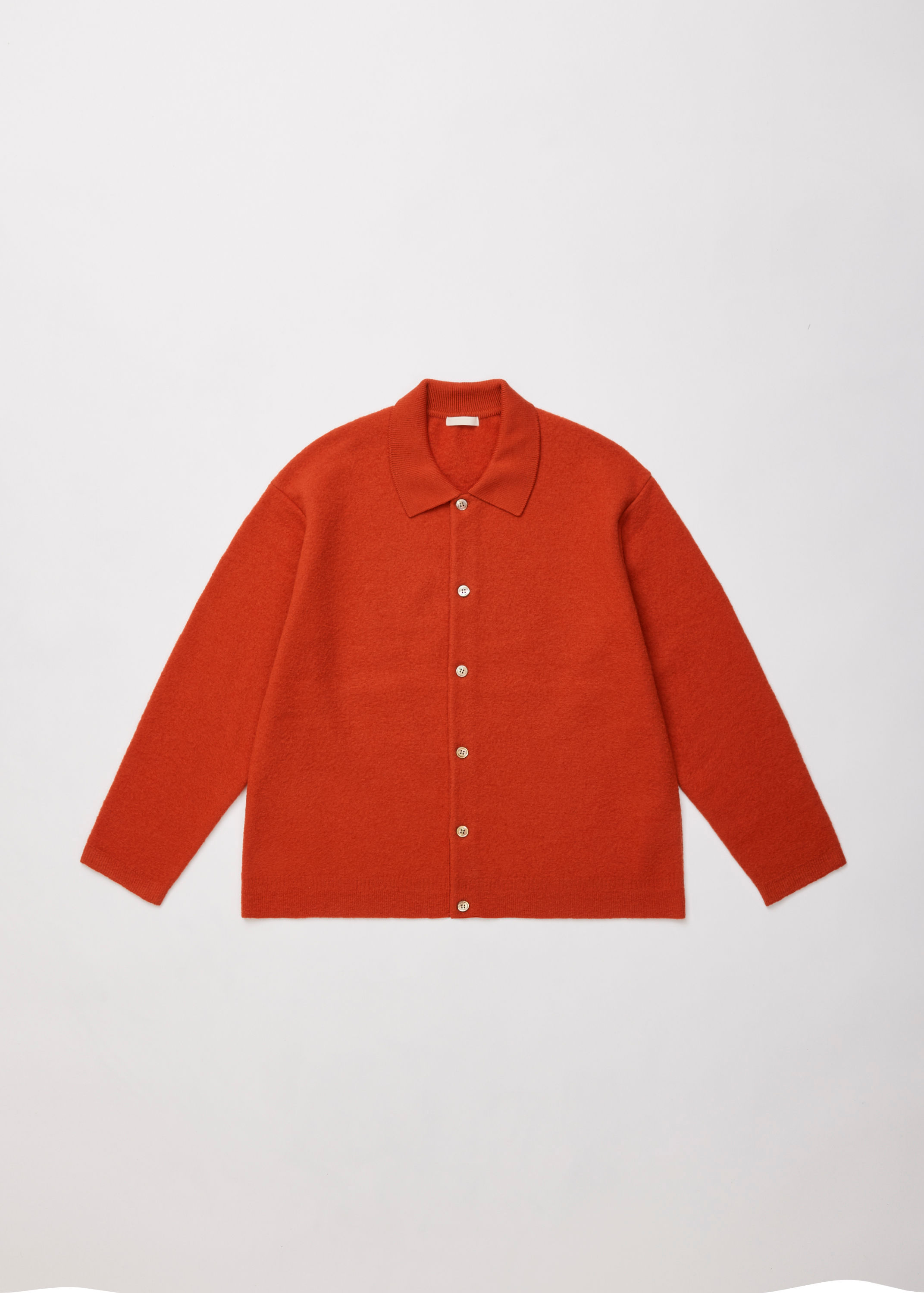 【25AW】ULTERIOR SUPER MILLED FINE WOOL SH-CARDIGAN - VERMILION RED