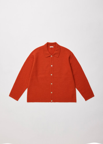 25AW】ULTERIOR SUPER MILLED FINE WOOL SH-CARDIGAN - VERMILION RED