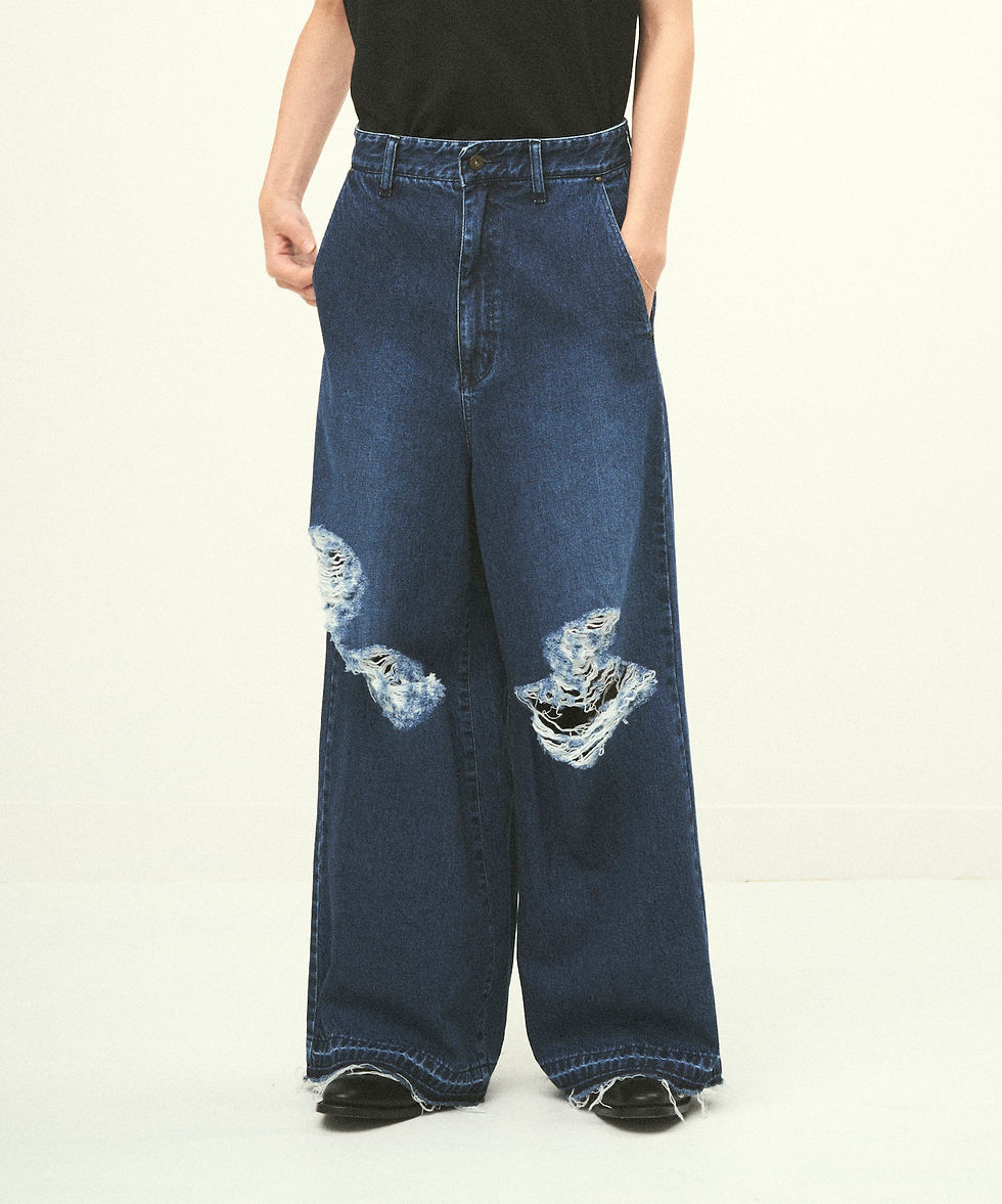 NFAI 24SS ワイドパンツ ジーンズ デコンストラクション変形 baggy juha 24ss ワイドダメージジーンズ