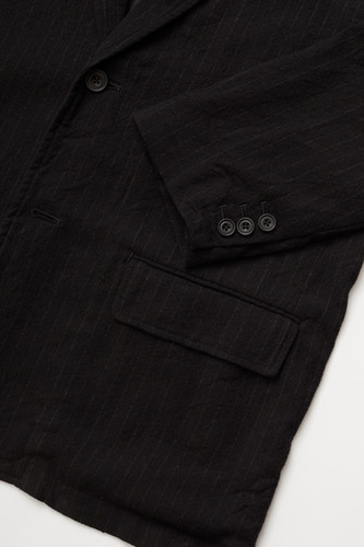 25AW】ULTERIOR WASHED WOOL SILK STRIPE 2B JKT - BLACK
