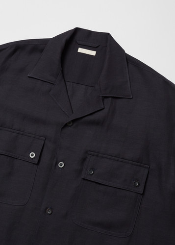 26SS】ULTERIOR TA/R/L TWILL OPEN COLLAR SHIRT - DARK NAVY