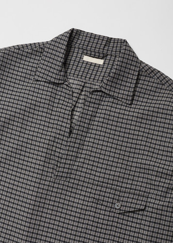 26SS】ULTERIOR SUPER LIGHT WOOL CHECK SKIPPER SHIRT - BLACK GREY