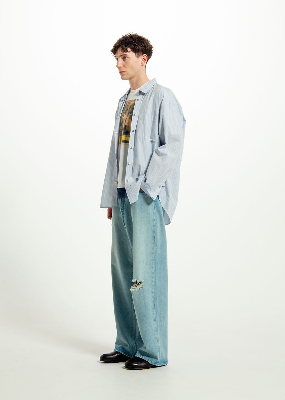 サムネイル： 【26SS】Simply Complicated UNCLE BUTTON UP SHIRT - BLUE STRIPE