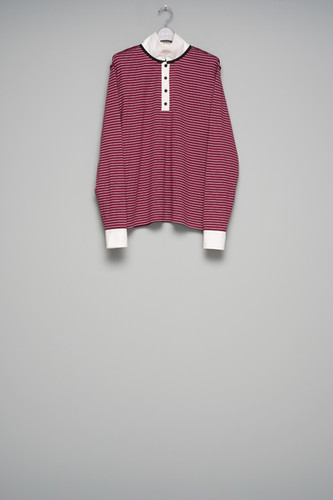 26SS】MASU OPPOSITE STRIPE PULLOVER SHIRT - WINE RED
