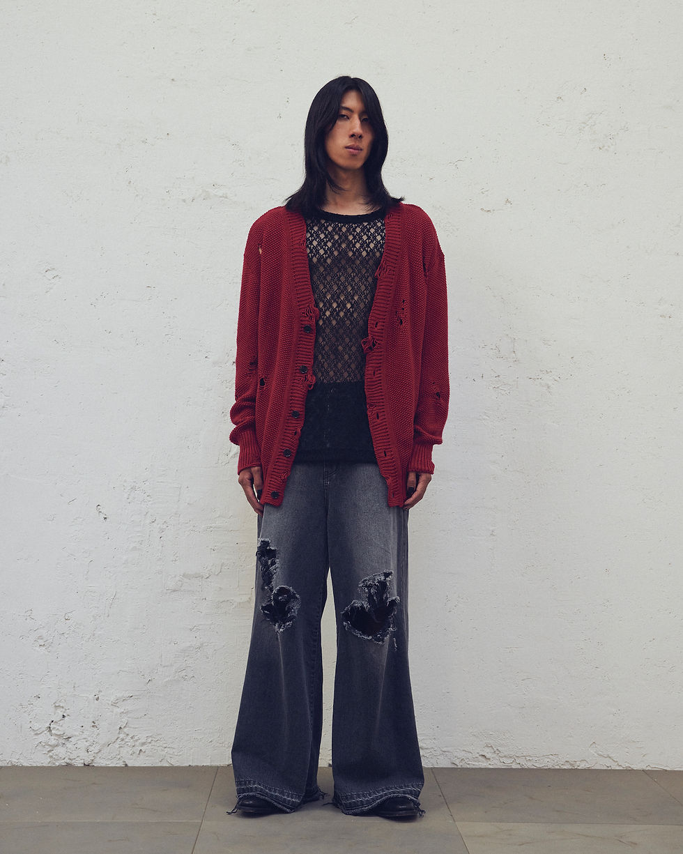 24SS】JUHA DAMAGE BAGGY DENIM PANTS -BLACK | NOUVERTEmagazine