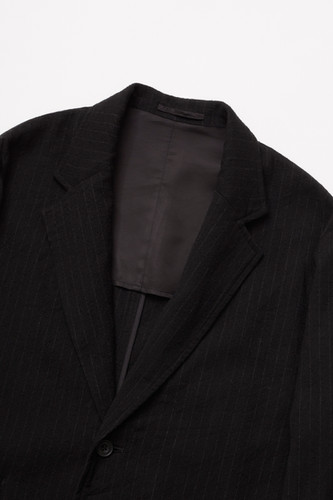 ジャケット・アウター ULTERIOR 25AW WASHED WOOL SILK STRIPE 25AW】ULTERIOR WASHED WOOL SILK STRIPE 2B JKT - BLACK