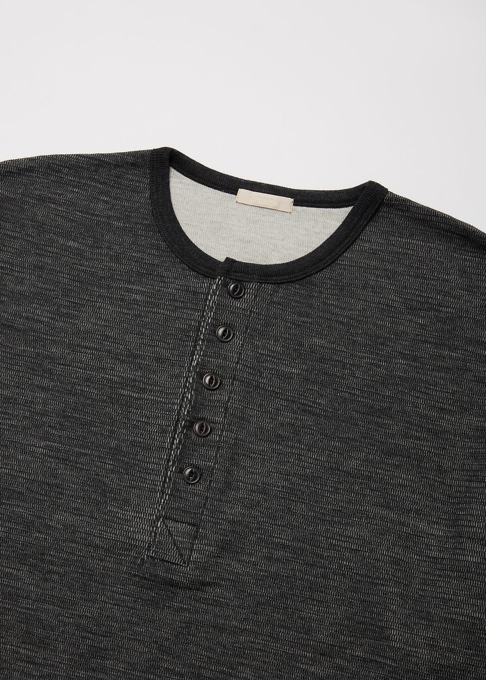 Thumbnail: 【26AW】ULTERIOR W/C HONEYCOMB HENLEY-NECK TOP - CHARCOAL