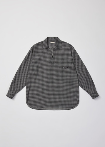 26SS】ULTERIOR SUPER LIGHT WOOL CHECK SKIPPER SHIRT - BLACK GREY