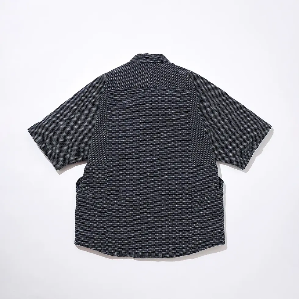 25SS】KUON Aizome Sashiko Kite Shirt - Dark Navy