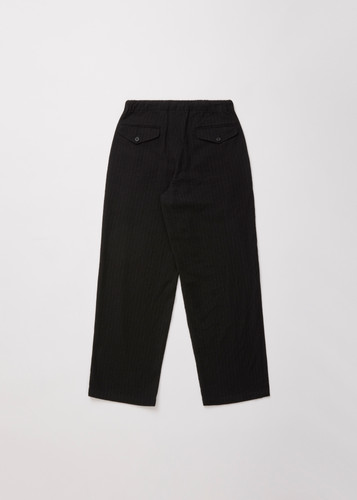 25AW】ULTERIOR WASHED WOOL SILK STRIPE DRAWSTRING PANTS - BLACK 