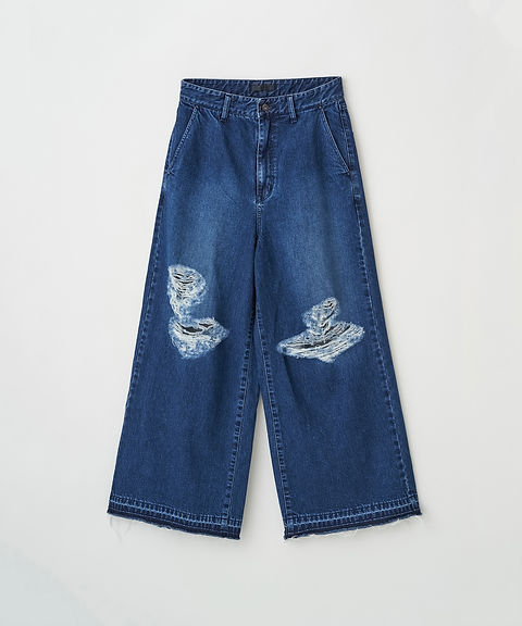 24SS】JUHA DAMAGE BAGGY DENIM PANTS - NAVY | NOUVERTEmagazine
