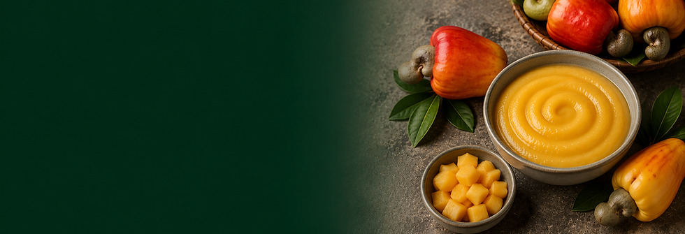 Cashew apple purée and fresh caju fruit from Brazil for tropical beverage and foodservice applications