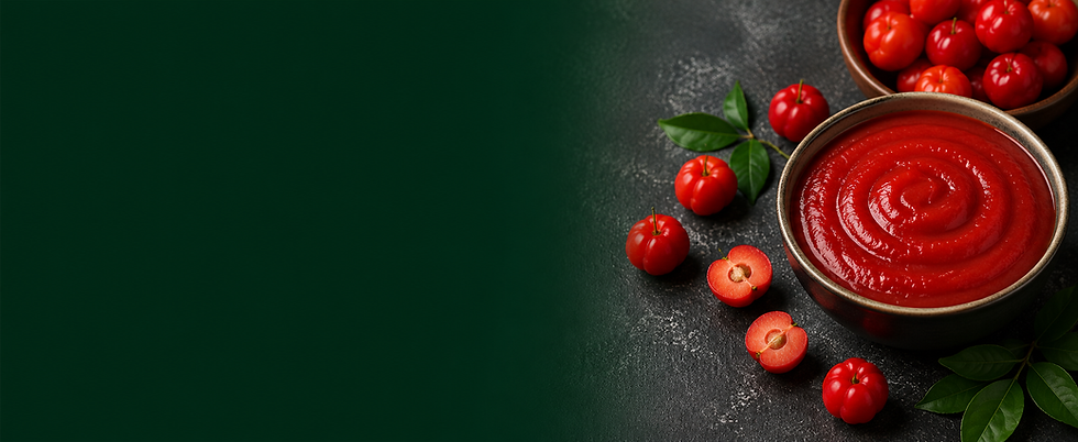 Acerola purée and fresh acerola fruit for professional foodservice, beverage and industrial applications