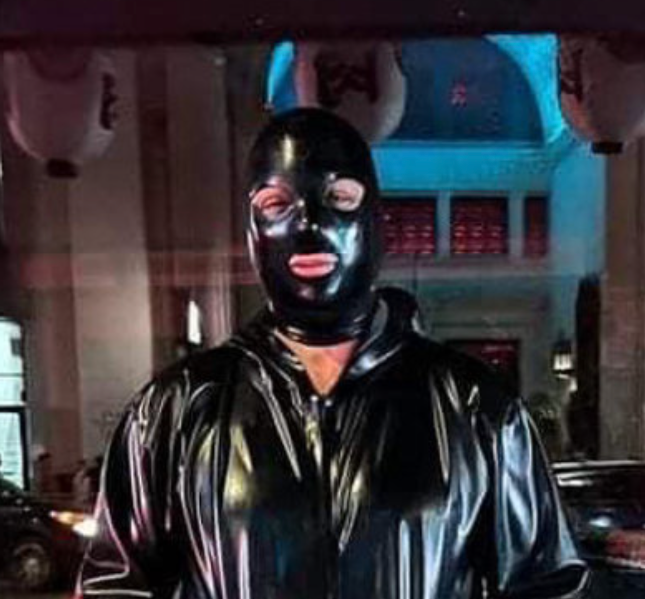 Men's Latex cat eye hood