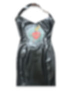 Thumbnail: Black gown with sacred heart applique  flat lay photo