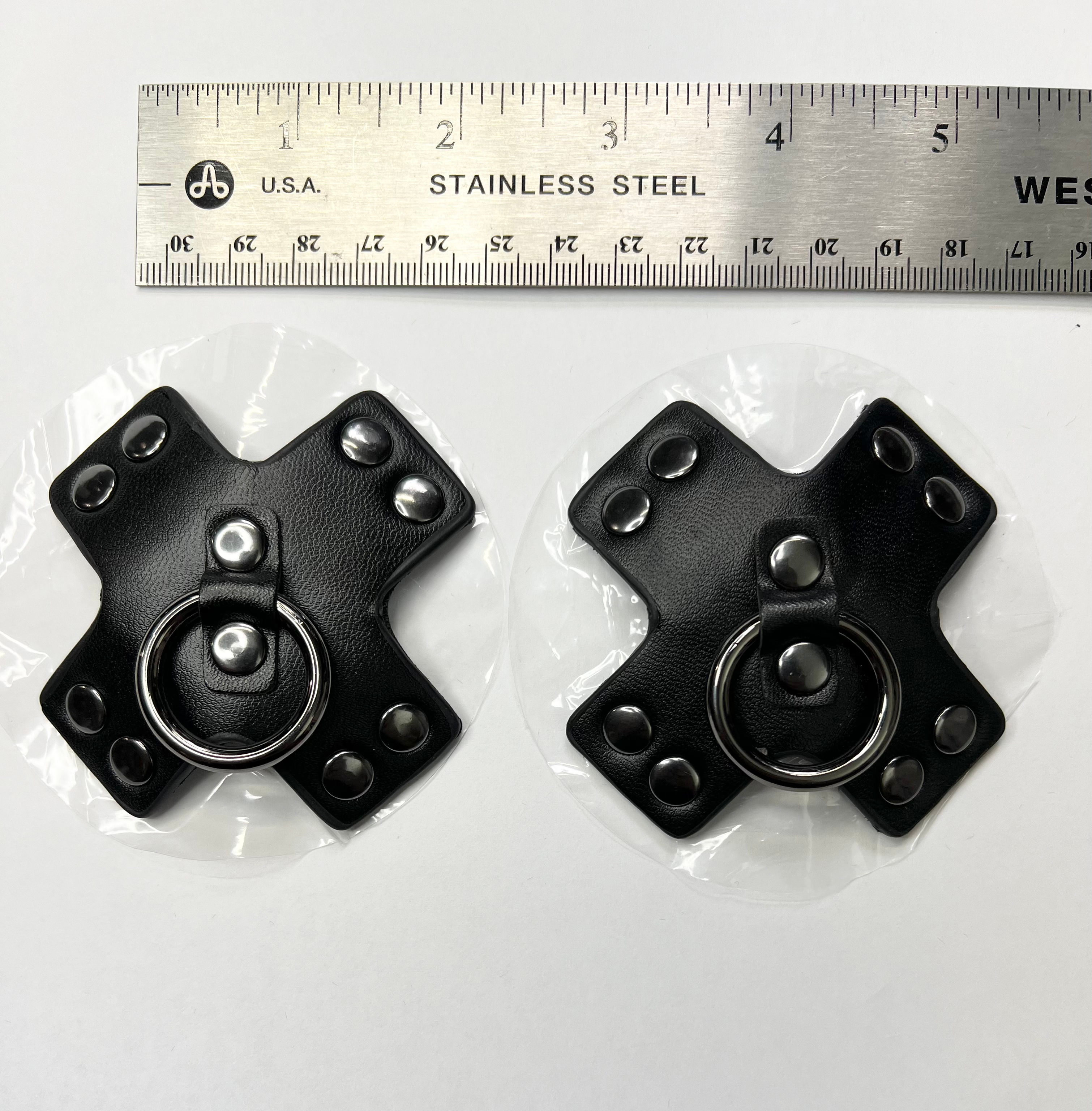 Faux Leather X Pasties with O-Rings