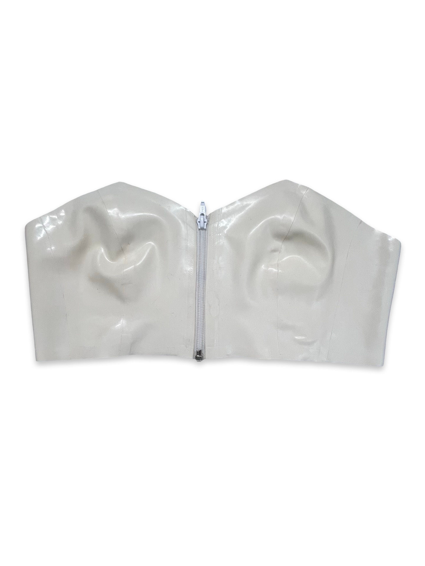 White Zip Front Latex bandeau top Sample WhiteMedium