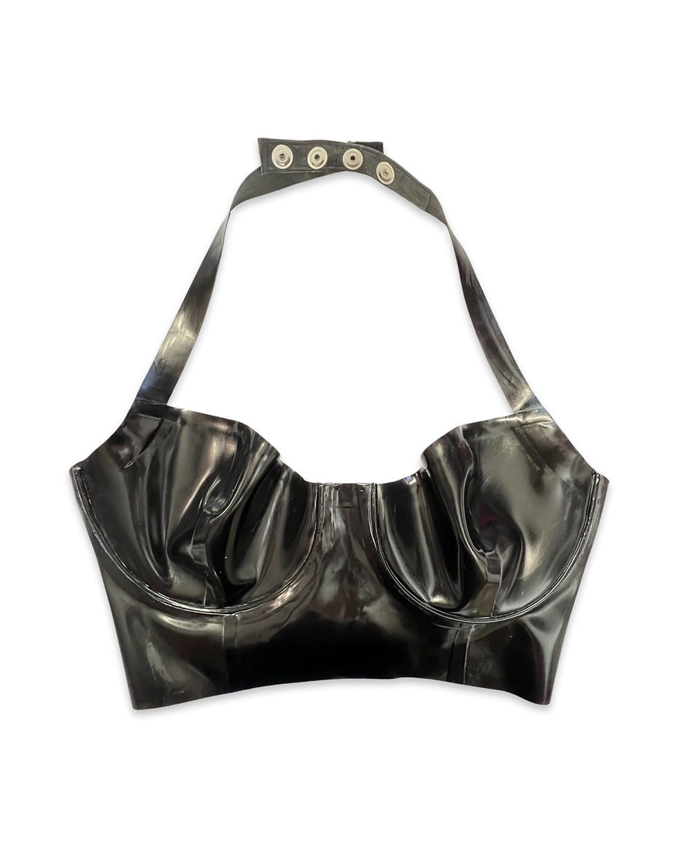 Thumbnail: Latex Longline Underwire Halter Bra
