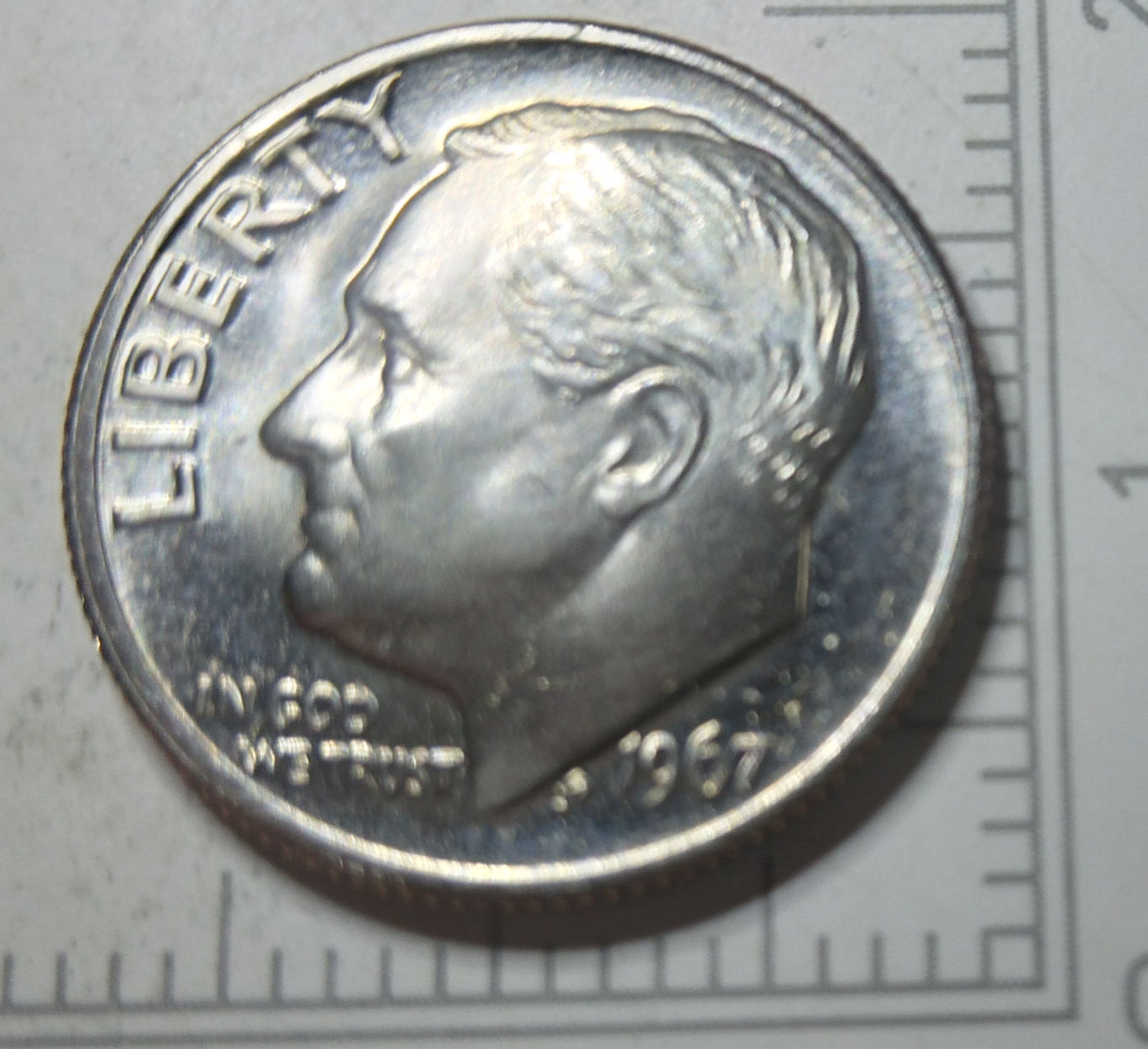 Rare 1967 Roosevelt Gem Proof Dime, No MM, Mutiple Mint Errors and Full Bands