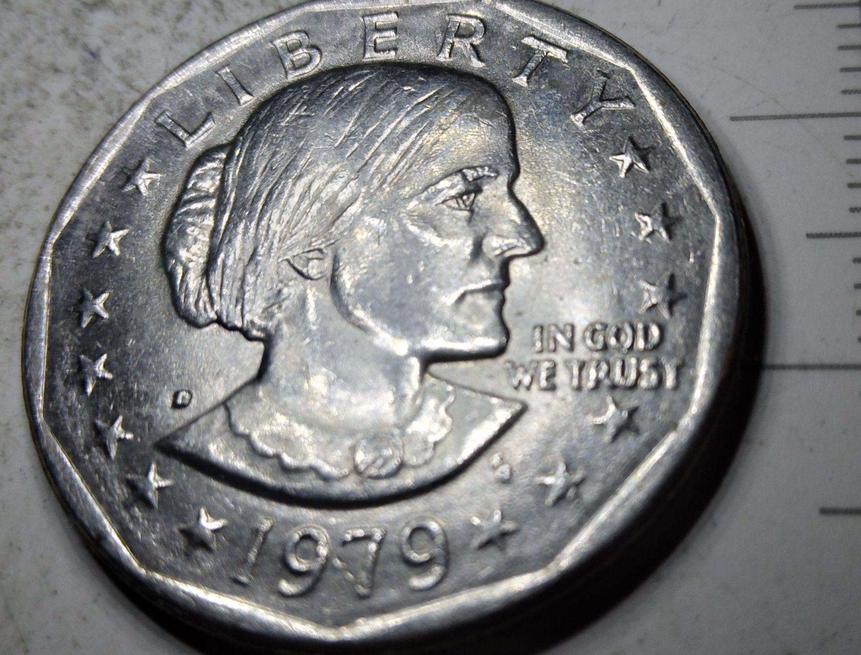 Rare 1979 D Susan B. Anthony Liberty Dollar, DDO, DDR, Re-punched Mint Mark