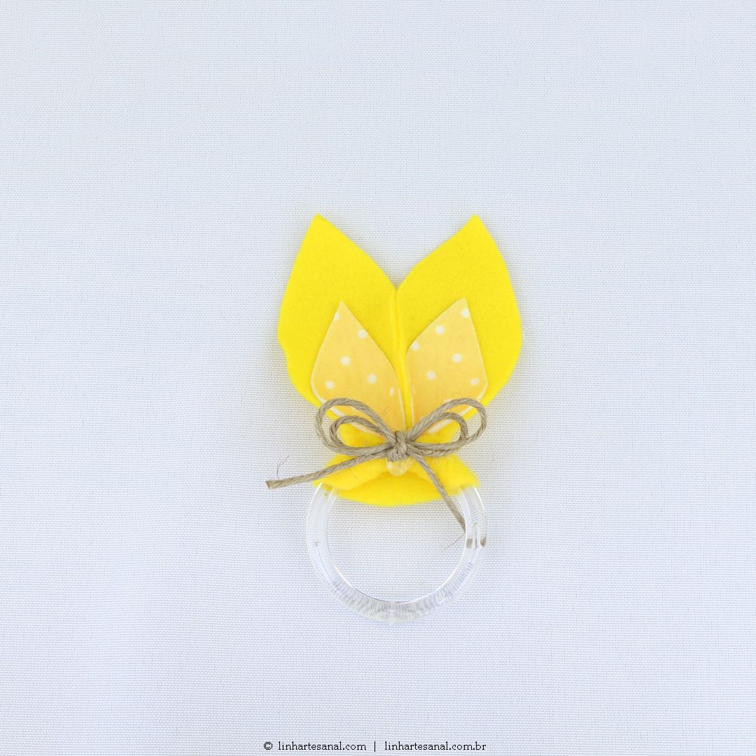 Porta Guardanapo Orelha Coelho Amarelo Feltro