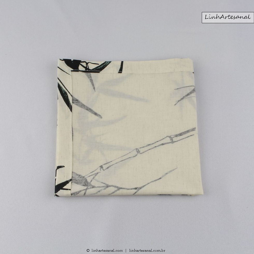 Miniatura: Guardanapo Tricoline Cru e Bambu Preto