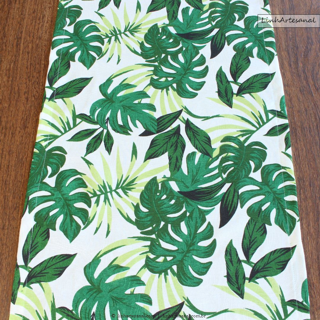 Trilho de Mesa Jacquard Folhagem e Costela de Adão 1,6m
