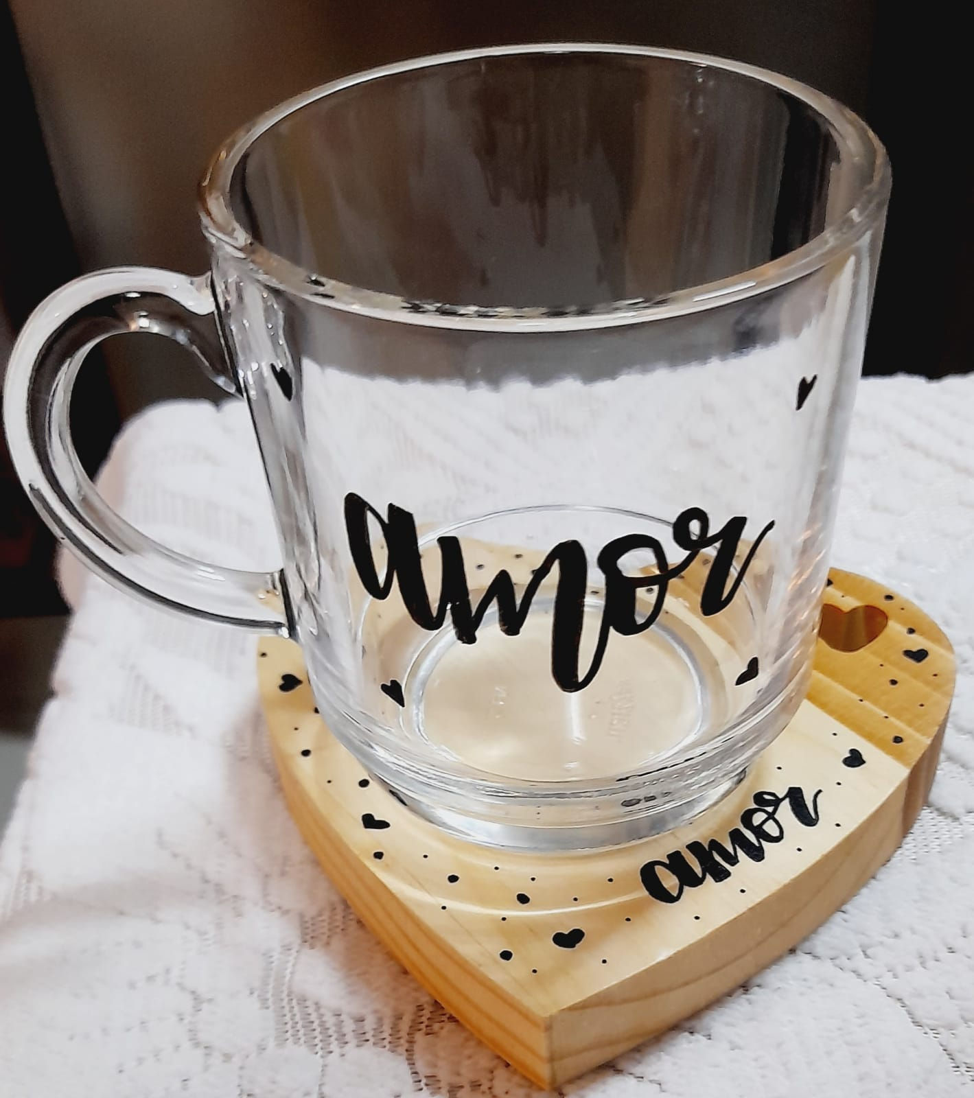 Jogo- Caneca de vidro/Porta Copo