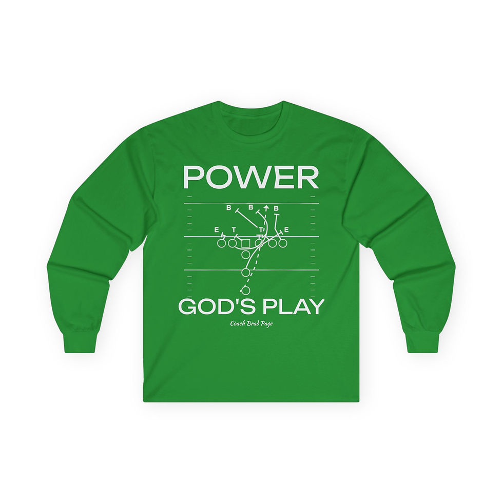 Thumbnail: POWER GOD'S PLAY long sleeve tee | FootballGear for Coaches & Fans