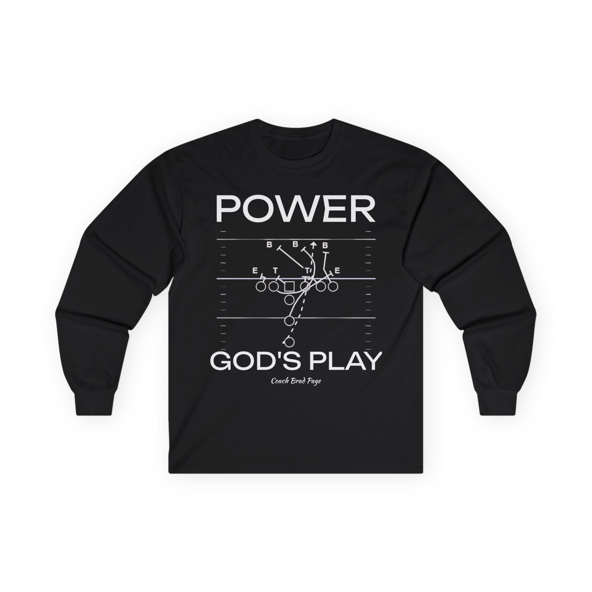 POWER GOD'S PLAY long sleeve tee | FootballGear for Coaches & Fans