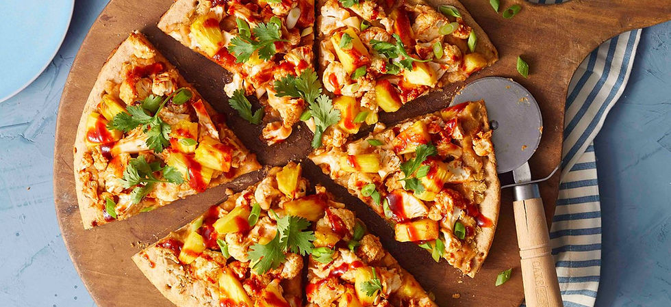 VEGAN BBQ CAULIFLOWER AND PINEAPPLE PIZZA 
