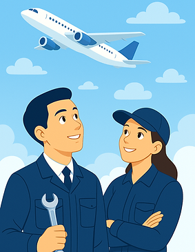 Profissionais de Aviação Admirem Avião.png