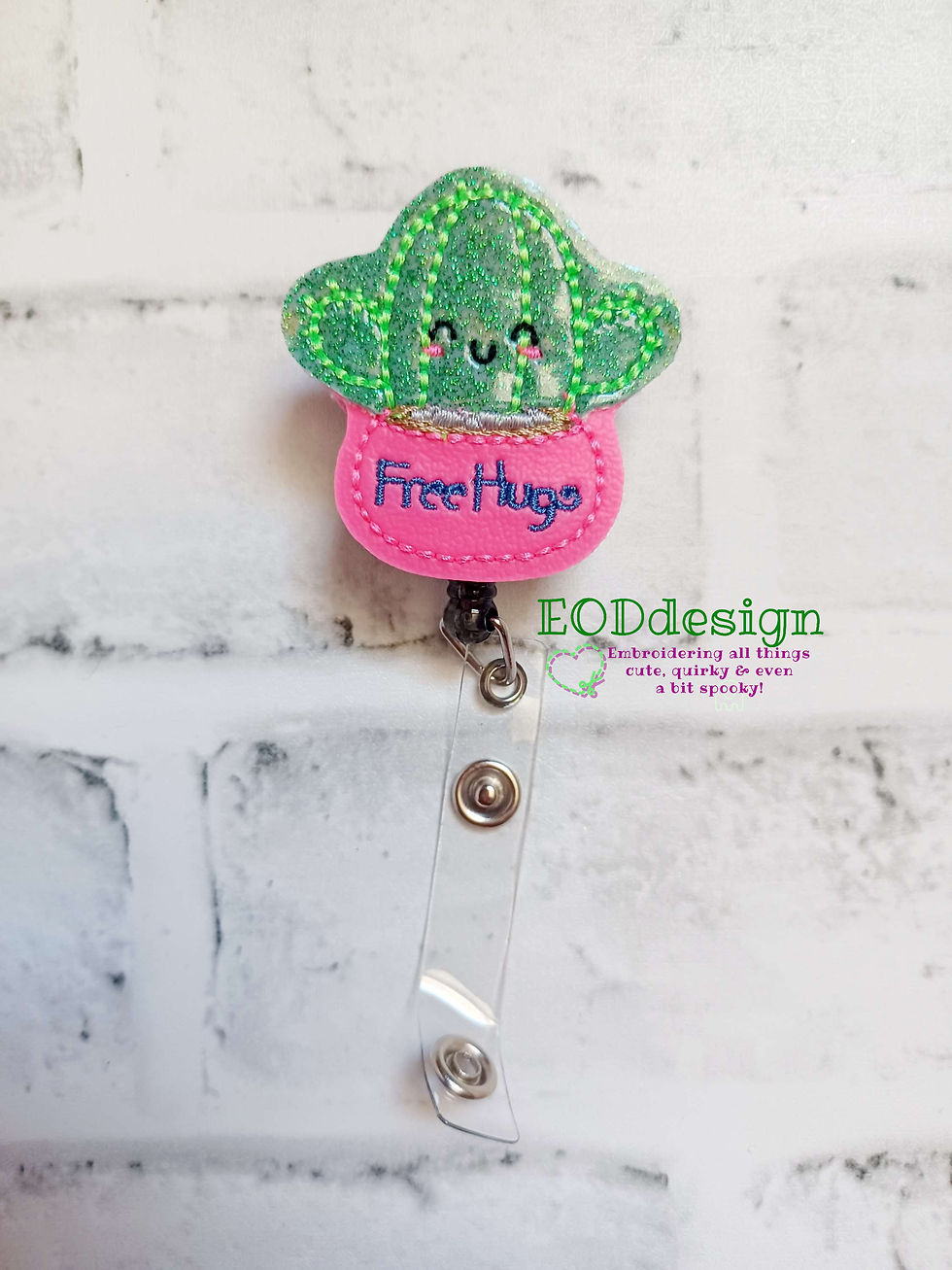 Free Hugs Cactus Succulent Funny Badge Reel
