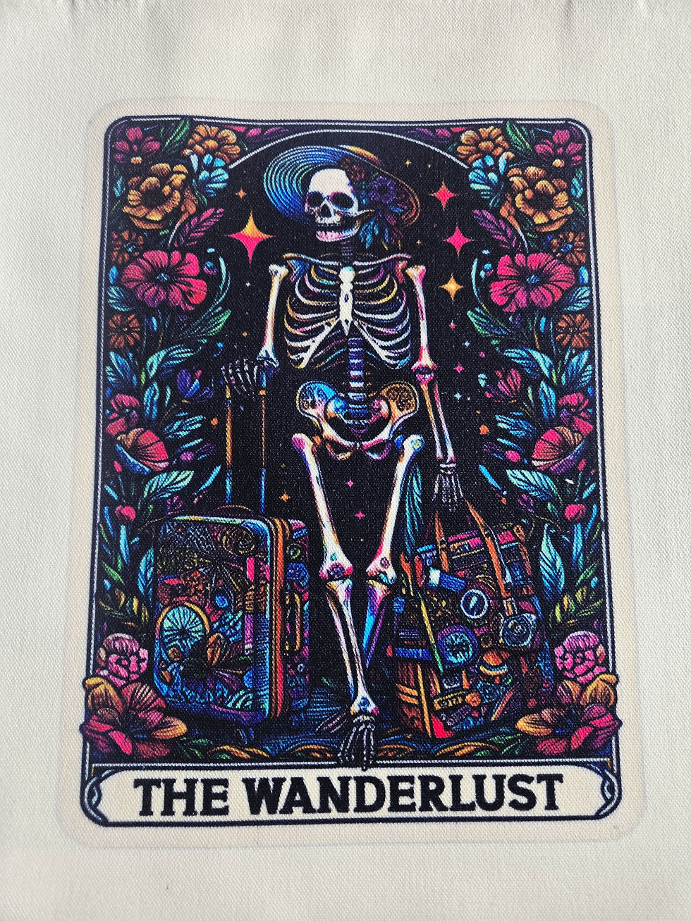 Thumbnail: The Wanderlust Skeleton Tarot Card Tote Bag Large