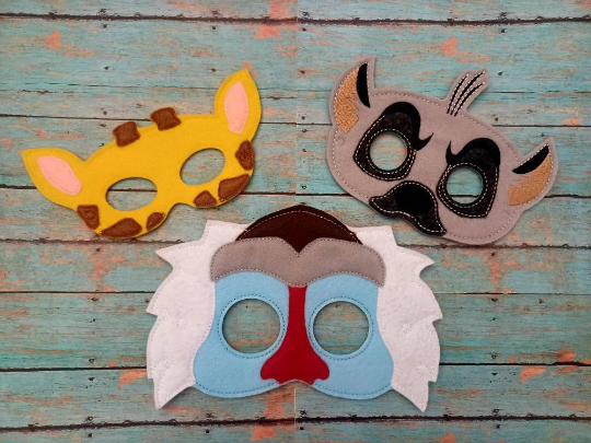 Thumbnail: Lion Cheetah Hyena Bird Meercat Honey Badger Baboon Hippo Giraffe & Warthog Mask