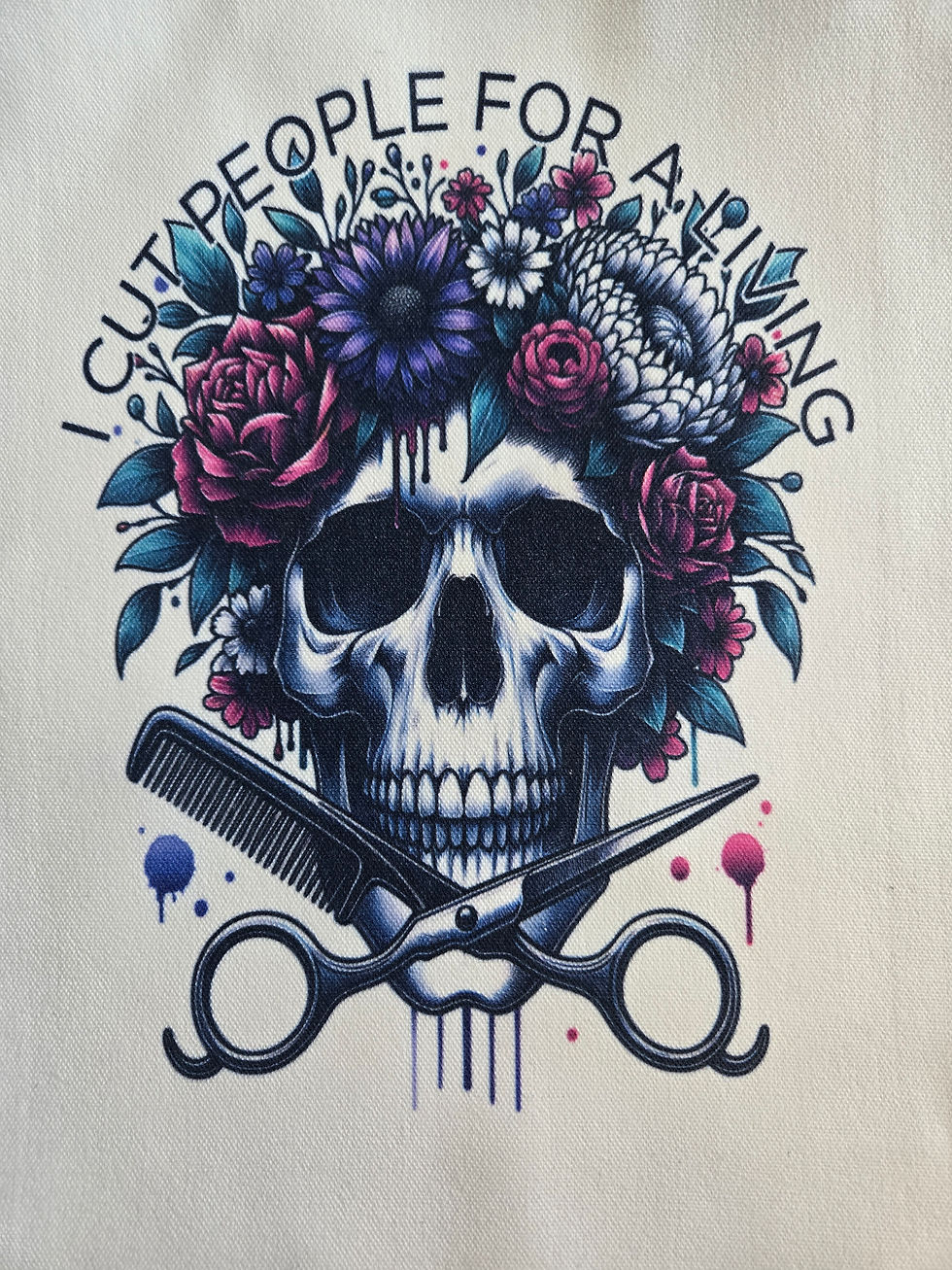 Thumbnail: I Cut People for a Living Hairdresser Skeleton Tote Bag Large
