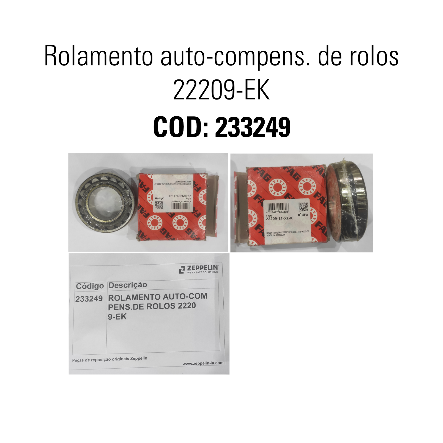 Rolamento autocompensador de rolos 22209-EK
