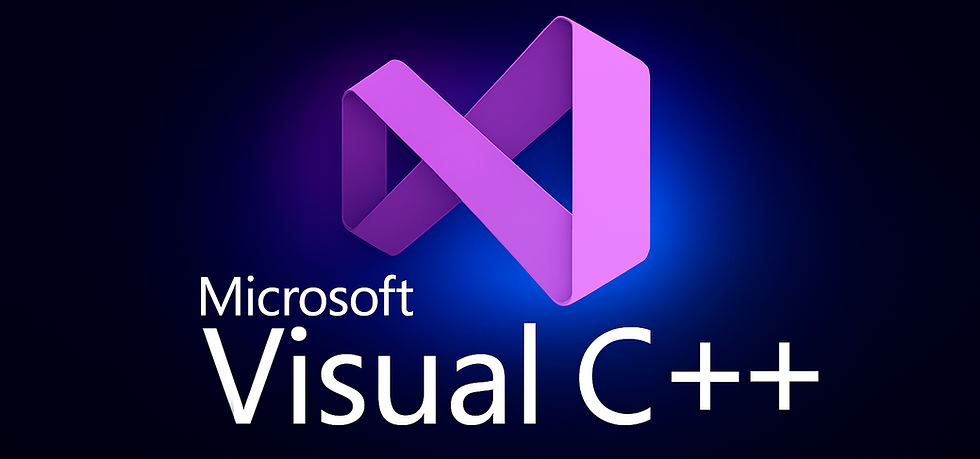 Imagem da logo e texto do Microsoft Visual C++