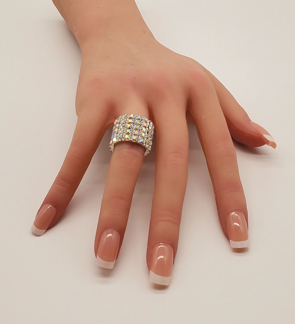 Thumbnail: 5 Row Stretch Rings / Ab - Silver Frame