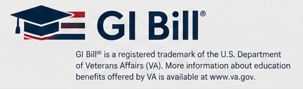 GI Bill logo with trademark disclaimer noting it is a registered trademark of the U.S. Department of Veterans Affairs