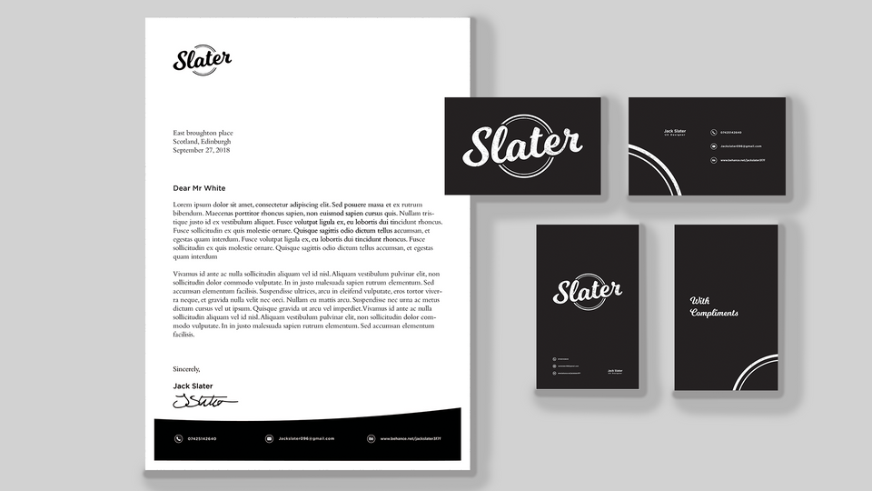 Image of a business card and letterhead