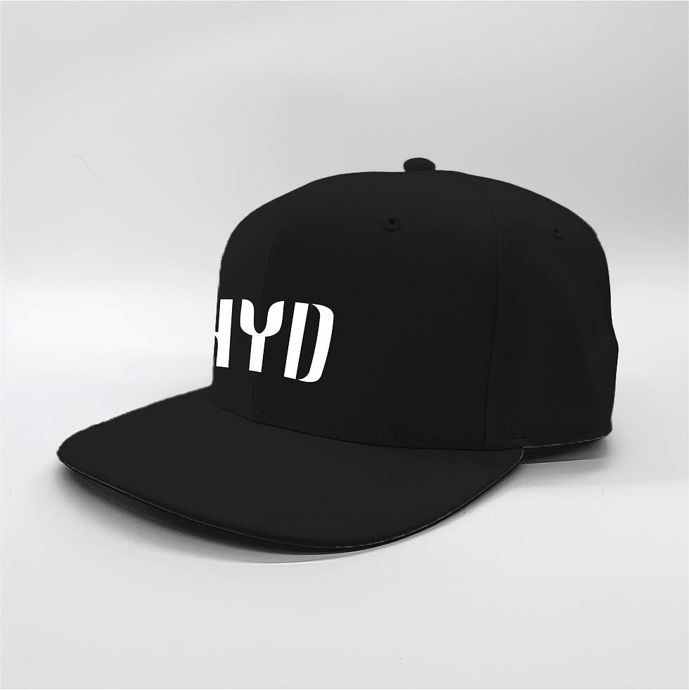 Thumbnail: Hyderabad Hip Hop Style Cool Black SnapBack Cap-White