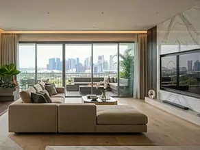 Modern, airy living space with high-end finishes, demonstrating the professional condo renovation services provided by renovation contractor Singapore, Cosmos Decor.