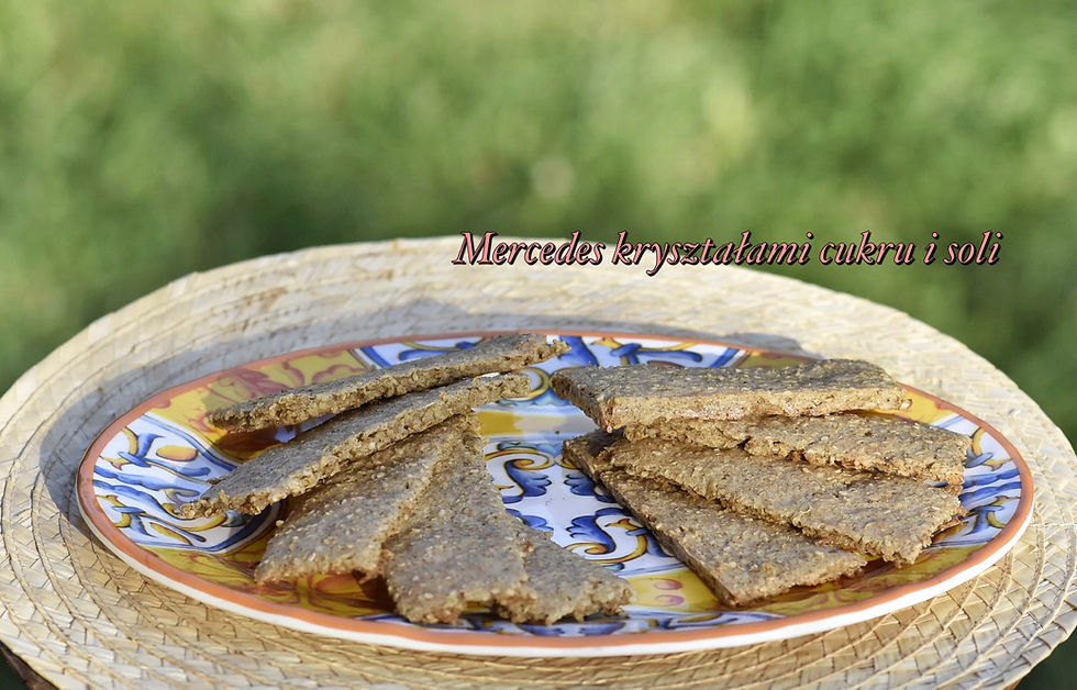 KRAKERSY - CRACKERS Z GOTOWANEJ KOMOSY RYŻOWEJ - QUINOA - TAHINI SEZAMOWEGO, SEZAMU, LNU - BEZ LAKTOZY, BEZ GLUTENU