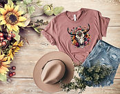 flowers, bull, skeleton, horns