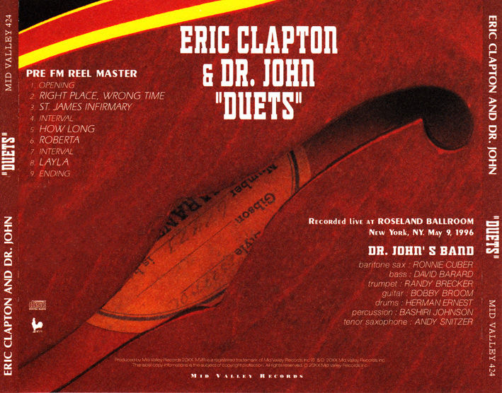 תמונה ממוזערת: Dr. John & Eric Clapton – VH1 Duets Live at Roseland Ballroom 1996 CD | Rare Liv
