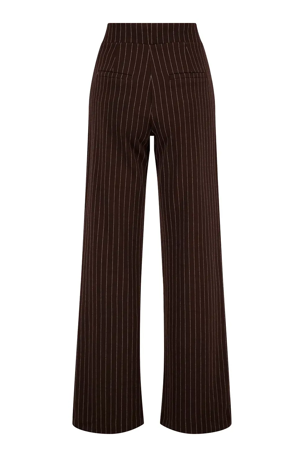 Thumbnail: Krijtstreep broek met detail chocoladebruin
