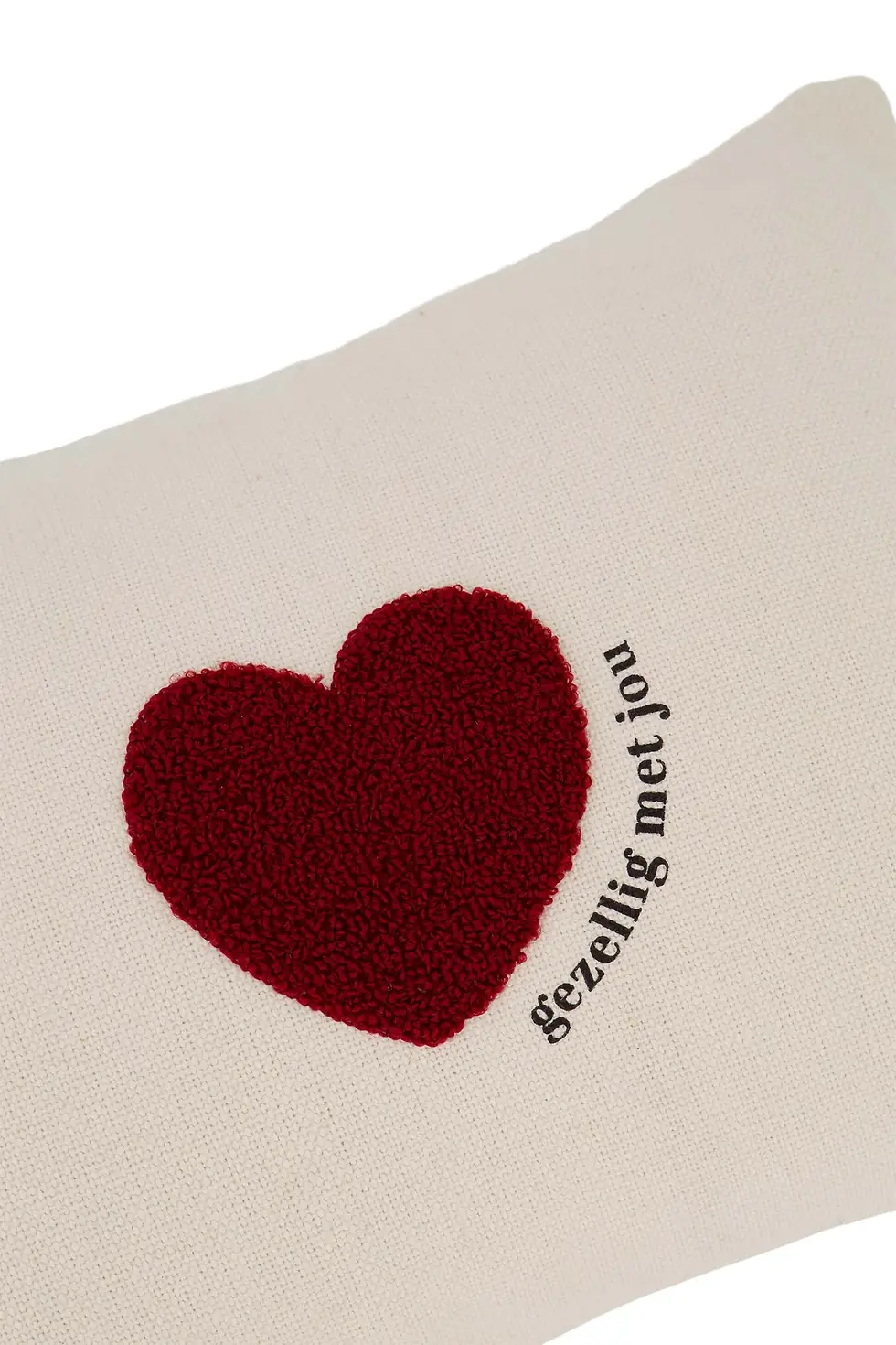 Thumbnail: Kussen hartje off white rood