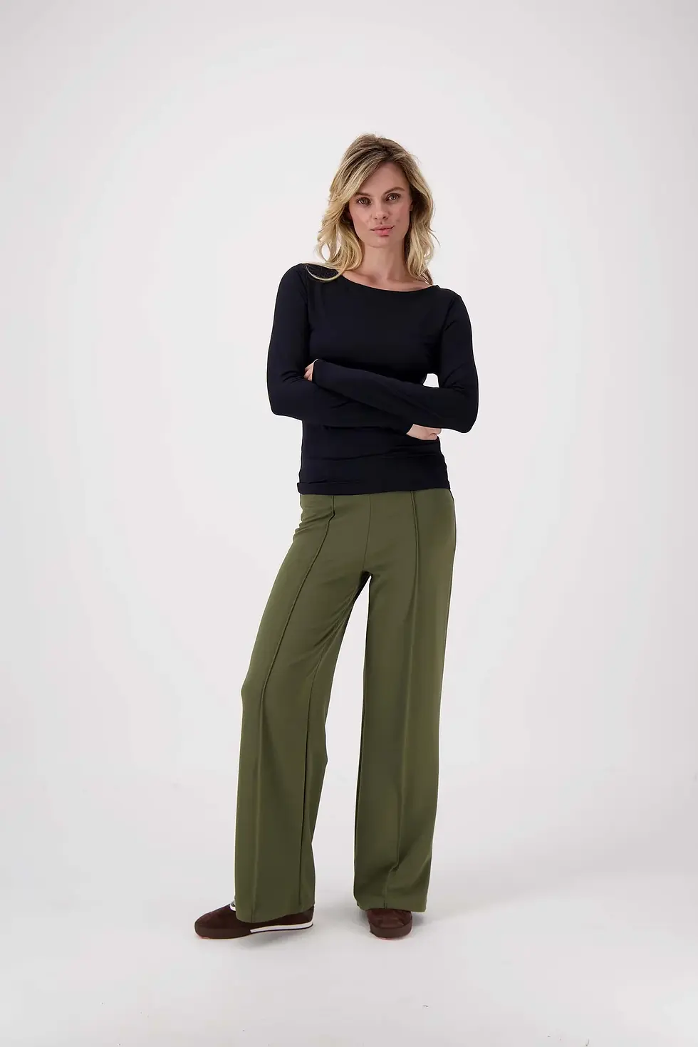 Broek met naad moss green